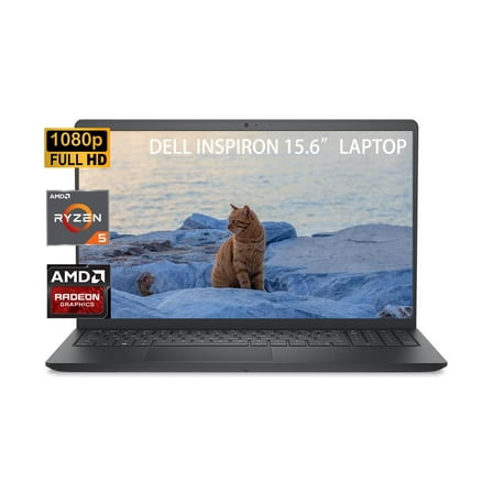 Dell Inspiron 3535 Laptop 15.6 Inch FHD, AMD Ryzen 5 7520U Processor, 4 Cores, Up to 4.3 GHz, AMD Radeon Graphics, 8GB RAM, 512GB SSD,Windows 11 Home, Wi-Fi 5, Bluetooth, USB3.2, HDMI, SD Card Reader