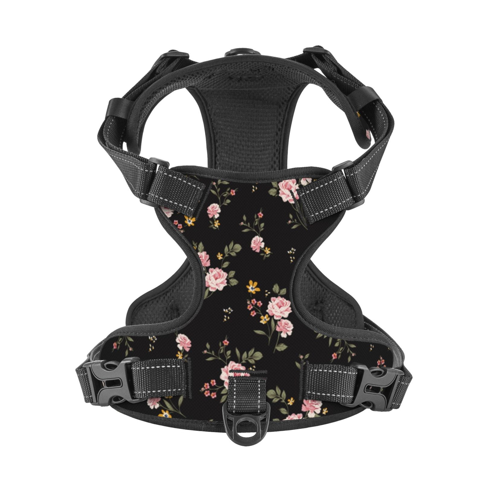 Kdxio Flowers Print No Pull Dog Harness Adjustable Reflective Oxford Easy Control Medium Large Dog Harness for Training and Everyday-Medium
