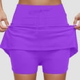 thumbnail image 2 of GEWSEY Midi Skorts for Women Casual Plus Size High Waist Athletic Skirt with Shorts Underneath Tennis Skorts with Pockets Tummy Control (Purple, S), 2 of 6