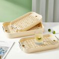 thumbnail image 3 of Tea Set Storage Tray With Handle Plastic Drain Tray Water Storage Tea Tray Kitchen Organizer Multipurpose Serving Plate Beige L, 3 of 6