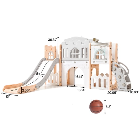 Parque de Juegos 8 en 1 con Tobogán para Interior y Exterior | Centro de Actividades Seguro para Niños de 1-3 Años | Aprender Jugando, yellow