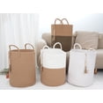 thumbnail image 6 of Unique Bargains Woven Storage Bin with Handle and Tassel Beads Storage Basket White Brown, 6 of 6