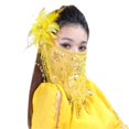 thumbnail image 2 of Women Belly Dance Face Veil Sequins Tribal Dance Costume Accessories Carnival Party Dance Mesh Veils, 2 of 6