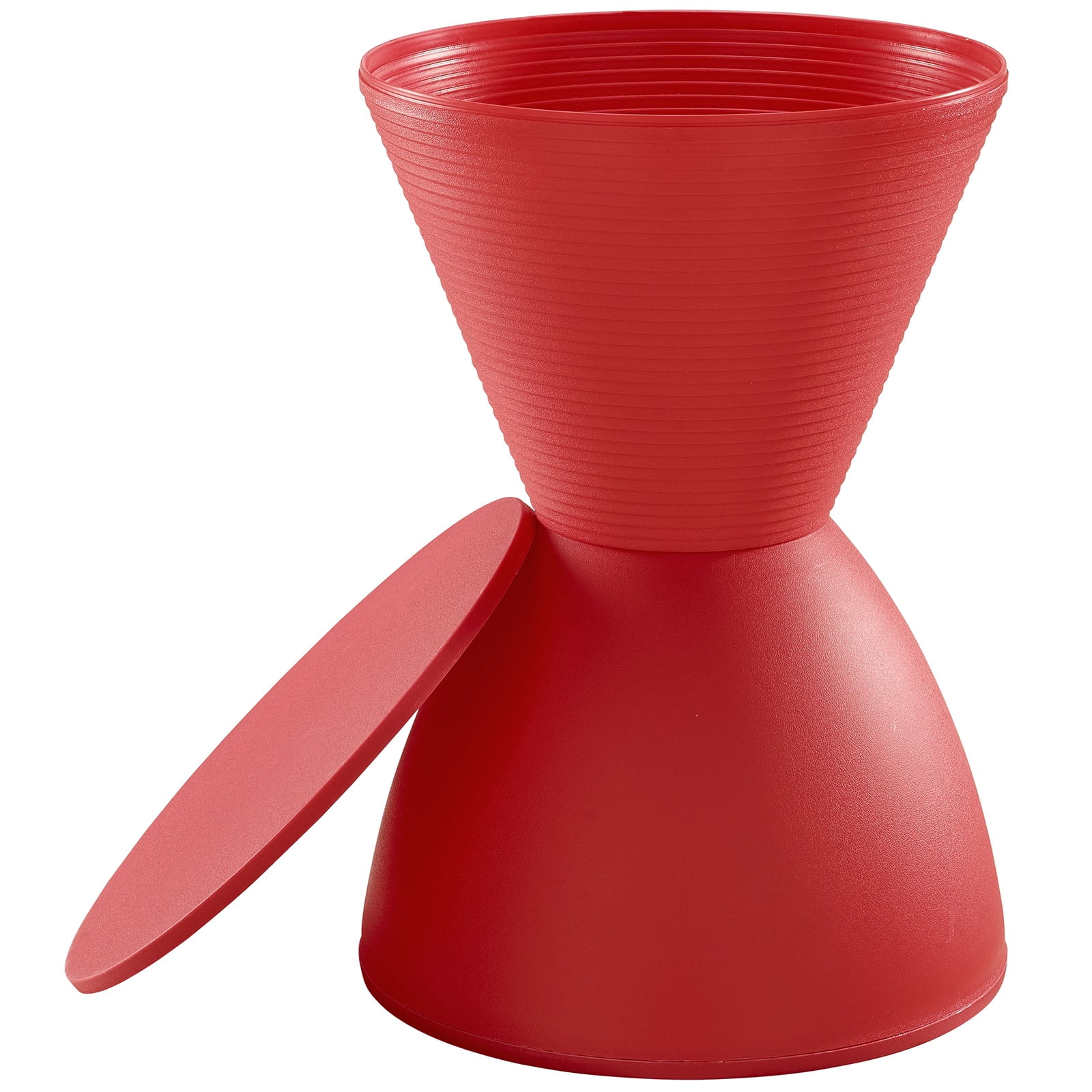 Ripple Red Modern 12" Polypropylene Accent Stool/Side Table