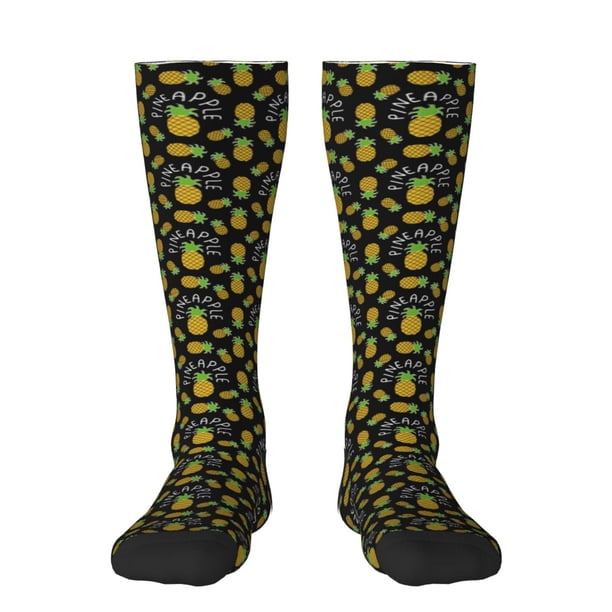 Fotbe Pineapple Calcetas Divertidas Estampadas para Hombre y Mujer, Calcetas de Algodón hasta la Rodilla para Caminar, Correr, Enfermería y Embarazo
