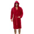 thumbnail image 2 of WZXFASHION Men's Winter Plush Lengthened Shawl Bathrobe Home Clothes Long Sleeved Robe Coat Intimates Red L, 2 of 7