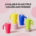 thumbnail image 4 of 14oz (approx. 413ml) Stainless Steel Insulated Mug with Handle and Straw - Leak-proof, BPA-free, matte finish with glossy accents - Portable flip-top design for sports, outdoor, office, and home use, 4 of 21