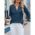 thumbnail image 3 of Womens V Neck Casual Hollow Out Eyelet Embroidered Blouses Shirts Beach Cover Up Tops Dressy  S, 3 of 8