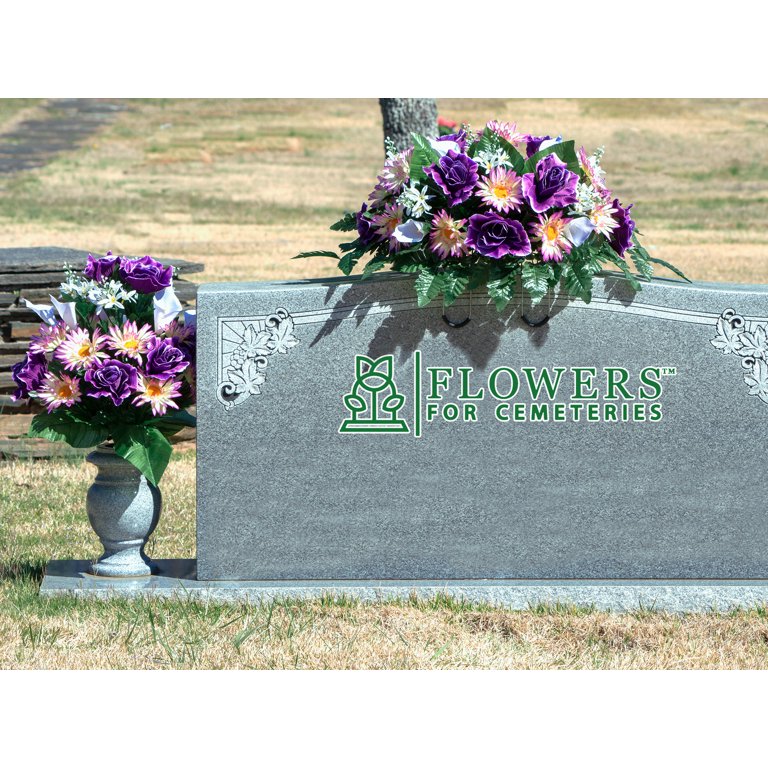 Lavender Daisy Purple Rose Calla Lily Mix Silk Flowers for Cemeteries