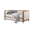 thumbnail image 3 of CoSoTower Beige Fabric Upholstered 1PC Day Bed Light Oak Bed Frame Nailhead Trim Bedroom Furniture Mattress Ready Twin Day Bed, 3 of 8