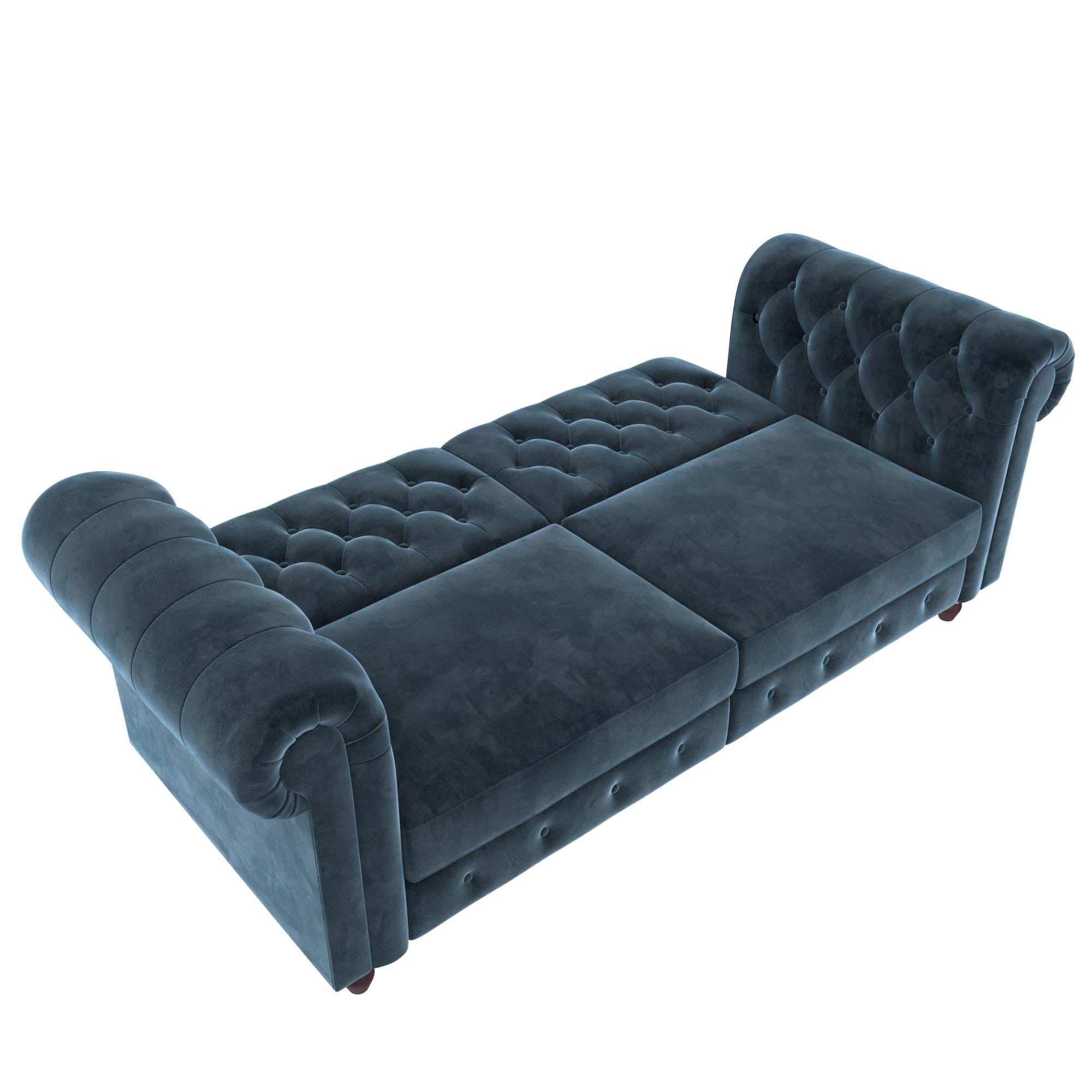 DHP Felix Chesterfield Coil Sofa Futon, Blue Velvet
