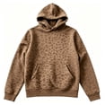 thumbnail image 4 of Warm Fleece Leopard Print Hoodie Pullover Women Y2K Vintage Oversized Long Sleeve Sweatshirt With Kangaroo Pocket Fall Casual Tops, 4 of 4