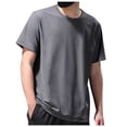 thumbnail image 2 of Mens T-Shirts Summer Solid Color Ice Silk Mesh Crew Neck Short Sleeve Quick Drying Casual Tops T Shirts Daily-Wear, 2 of 6