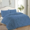 thumbnail image 2 of 1 Piece Pinch Pleated Duvet Cover 100% Cotton 1000 TC with Zipper Closure & Corner Ties Pintuck Bedding Duvet Cover - Super King Plus Size (120" x 120") Inch, Medium Blue Solid, 2 of 7