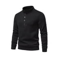 thumbnail image 3 of KelaJuan Men's Fall Knit Pullover, Button Down Long Sleeve High Neck Casual Fitted Tops Sweatshirt, 3 of 6
