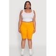 thumbnail image 2 of Womens Plus Size Hyperstretch High Waisted Bermuda Shorts with Faux Button, 2 of 5