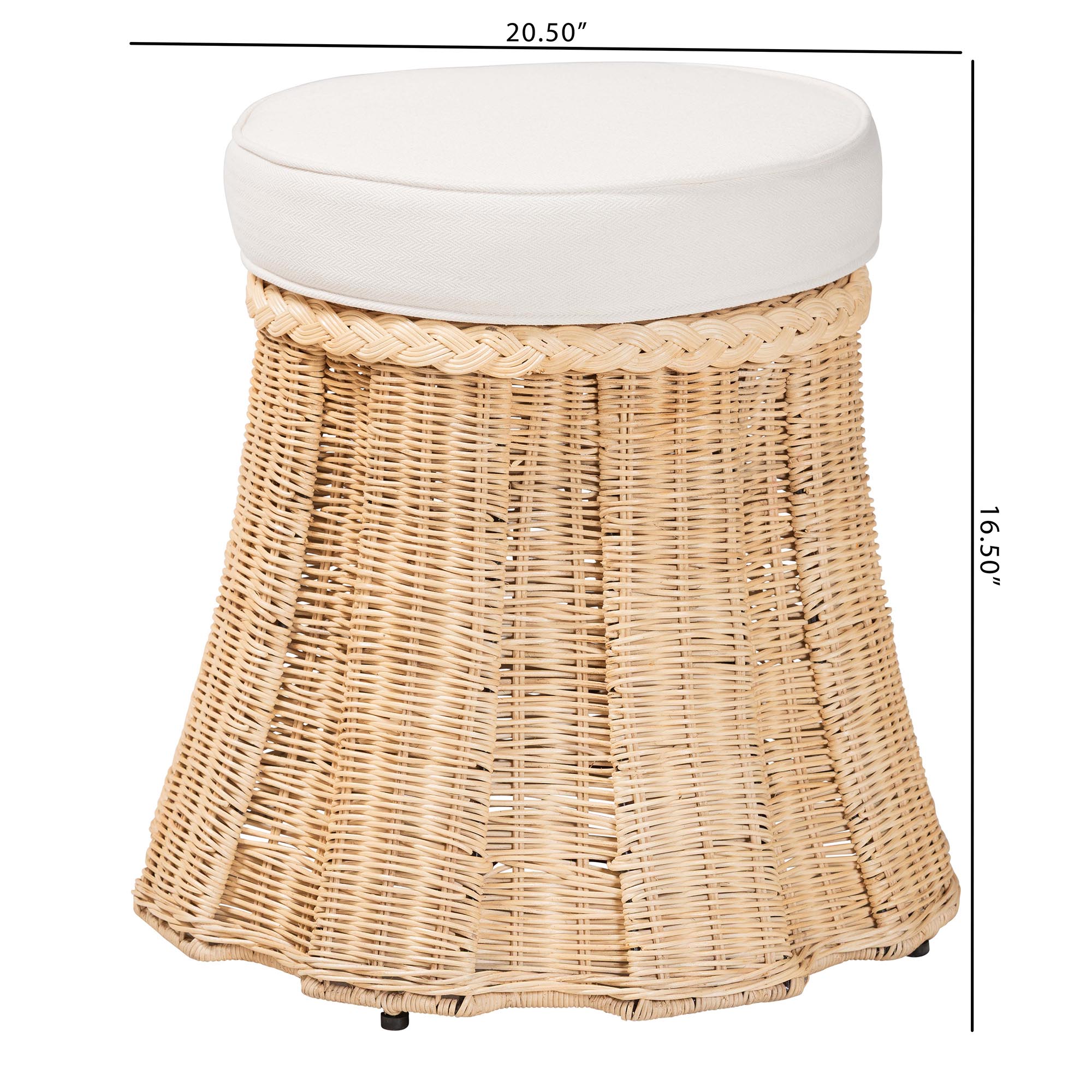 bali & pari Ying Boho Ottoman, Small, Natural Brown
