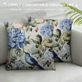 thumbnail image 3 of HENGT  Pillow Covers Colorful Watercolor Blue Hydrangea Hibiscus Iris Leaf and Bird Spring Flowers Pattern ,Standard Square Cushion Throw Cover for Couch Bedroom Living, 3 of 5