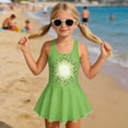 thumbnail image 3 of COEQINE Girls One Piece Swimsuit with Skirt Sleeveless Cute Skirted Bathing Suit Hawaiian Swimwear for Kids 3-4 Years, Summer Swim Dress for Water Play, Green Kiwi Fruit, 3 of 8