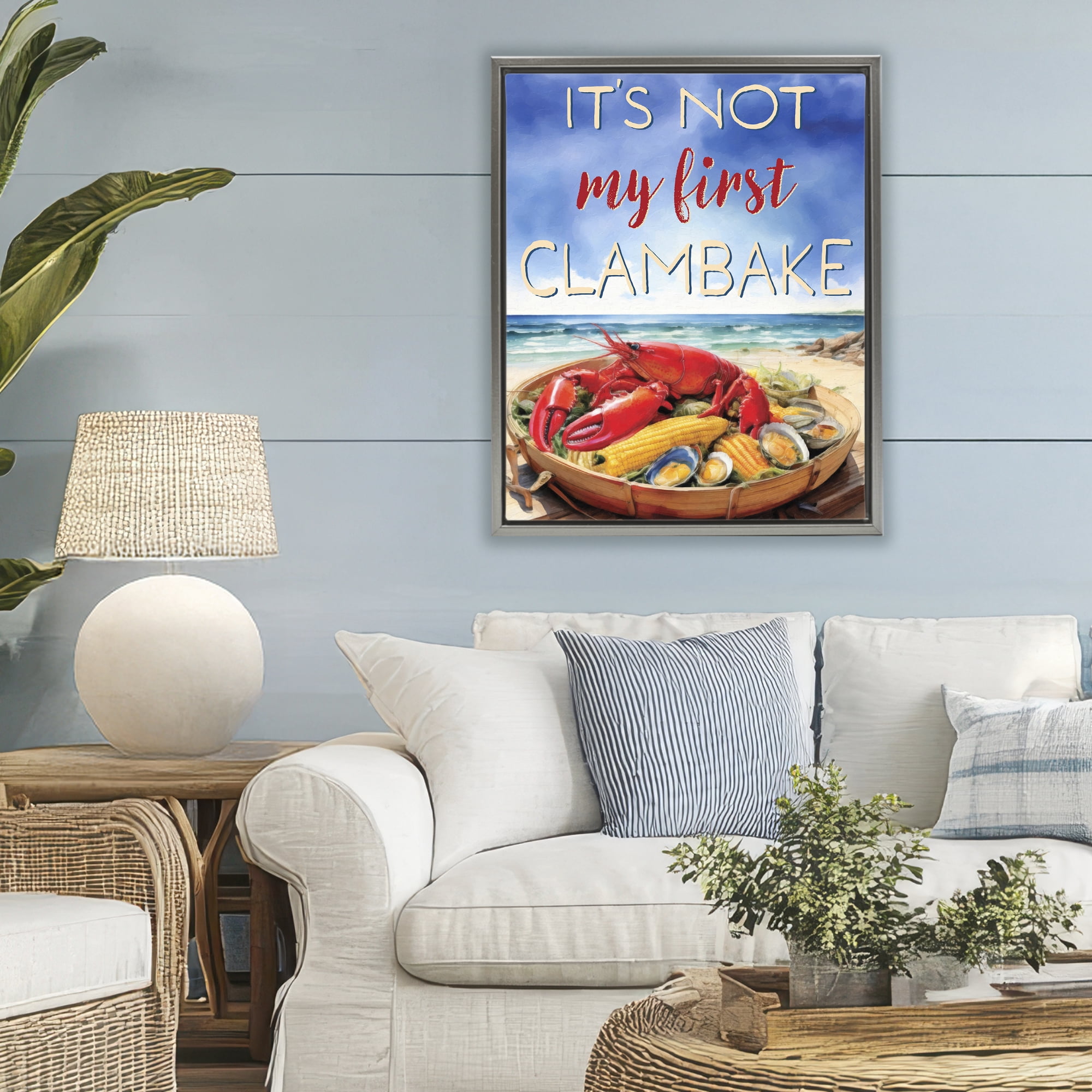 Stupell Industries Not My First Clambake Gray Framed Floater Canvas Wall Art, design by Grotto Studios