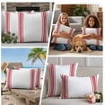 thumbnail image 2 of 2 Pack Outdoor Waterproof Throw Pillow Covers,Farmhouse Red Stripes Decorative Square Pillow Case Patio Pillowcases for Chair Couch Sofa 16x16in, 2 of 9