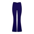 thumbnail image 6 of Duoif V Back Scrunch Butt Flare Leggings for Women Waist Cut Shaped Ruched Bell Bottom Wide Leg Yoga Pants Womens Bottoms Navy L, 6 of 8