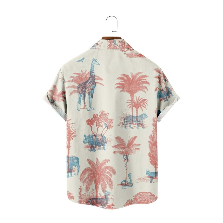 Mengen Hawaiian Shirt Cat Print Abstract Pattern Short Sleeve Loose Oversized Shirts Men and Women Summer Beach Casual Shirt Tops, Men's, Size: XL