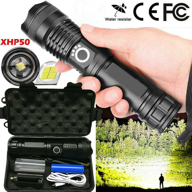 High Power 900000Lumens Zoom Flashlight LED Rechargeable Torch Headlamp Camping 