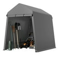 thumbnail image 2 of Abri de Rangement Extérieur Portable 6x8, Abri d'Auto Robuste avec Porte à Glissière Enroulable et Fenêtre Ventilée, Tente de Rangement Imperméable et Résistante aux Uv pour Motocyclette, Vélo, Outil de Jardin (Gris), 2 of 7