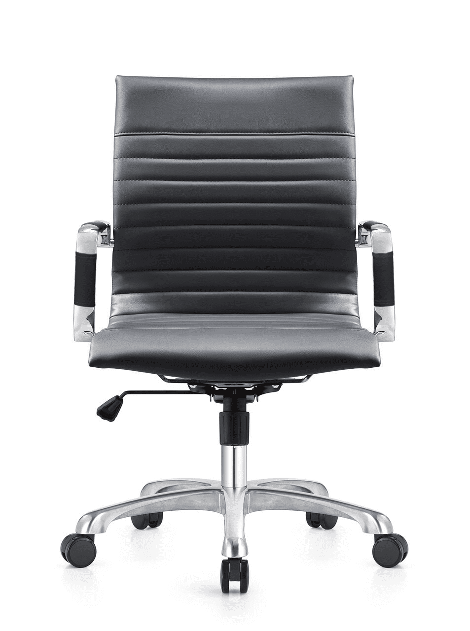 LeisureMod Harris Modern Adjustable Swivel Leather Task Office Chair with Tilt and Ergonomic Design, Black