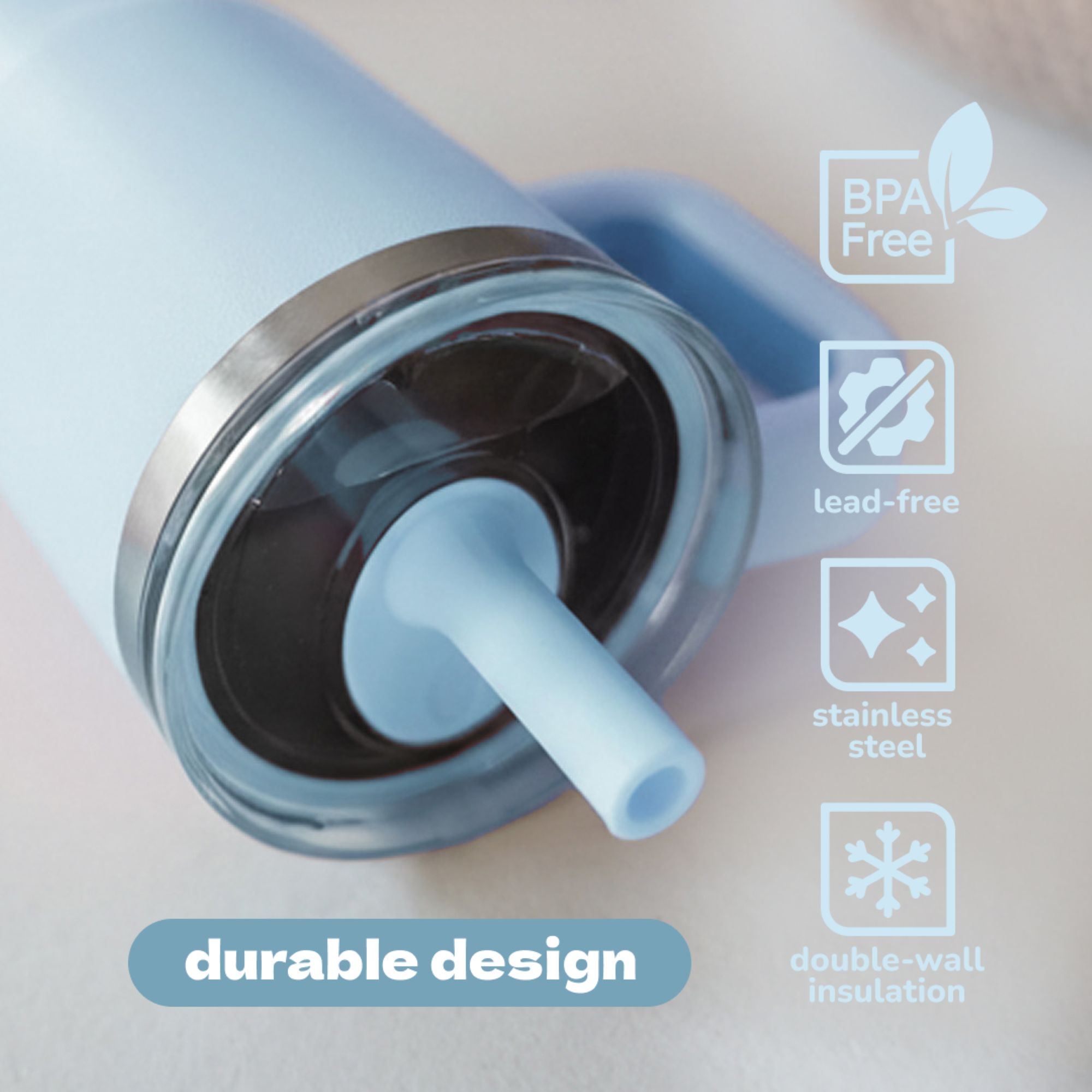 YAYA 12 oz Kids Insulated Travel Tumbler with Straw, Blue photo 5