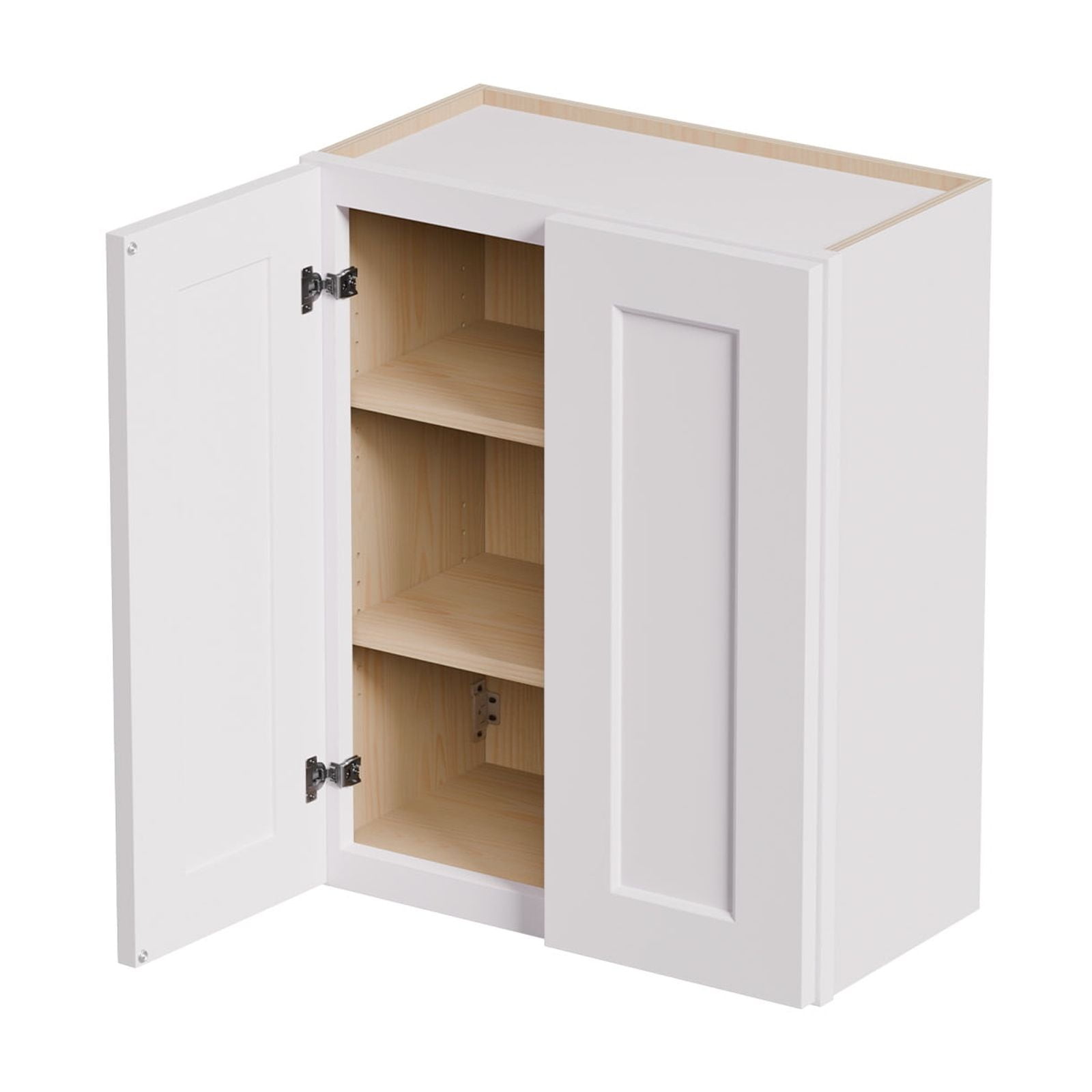 White shaker Solid Wood Double Doors Wall Cabinet 2 Doors and 2 Shelves for Kitchen Storage, Bathroom Storage, Laundry,Adjustable Shelves Ready to Assemble(24"W×12"D×36"H)