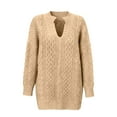 thumbnail image 4 of Women Sweater Solid Cable Knit Casual Loose Long Sleeve Tops Fall Winter Pullover Knitwear Blouse Daily Wear, 4 of 4
