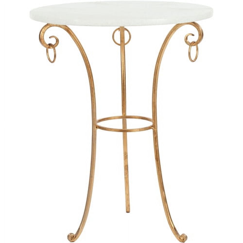 SAFAVIEH Tamara 25.5 in. H Ringed Round Top Gold Accent Table, White/Gold