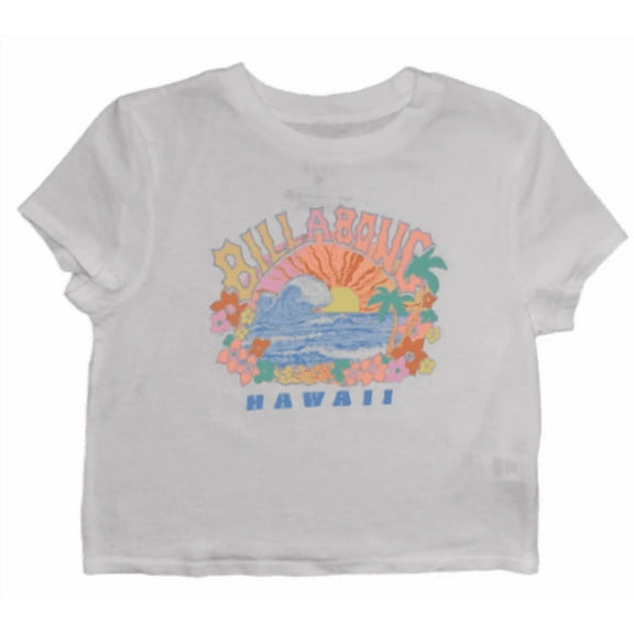 Billabong WHITE Women's Stay Salty Hawaii Crop Tee, US Large/12