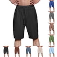 thumbnail image 5 of Chiccall Mens Gym Workout Cotton Linen Shorts Casual Solid Drawstring Elastic Waist 3 Pockets Joggers, 5 of 5