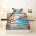 thumbnail image 4 of jejeloiu Ocean Hawaii Holiday Twin Sheets,Tropical Flower Bedding For Boys,Multicolor,3-Piece,1 Fitted Sheet and 1 Pillowcase, 4 of 6