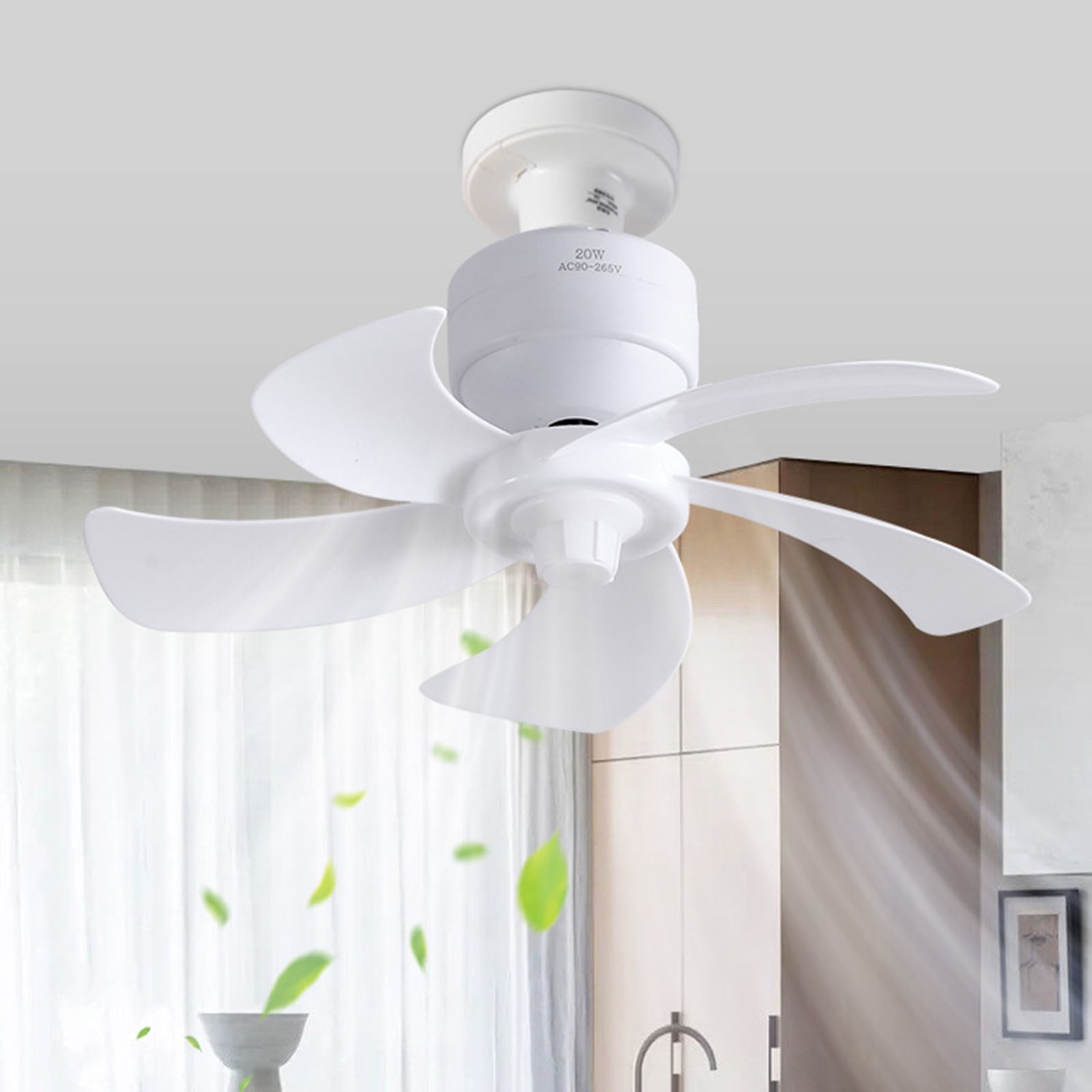lixuesong E27 Thread Ceiling Fan 20W 90-265V Cooling Fan Indoor Adjustment Speed Remote Control Chandelier Fan 13inch Electric Fan
