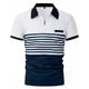 thumbnail image 3 of Ceisia Men's Color-Blocked Striped Zip-Up Short Sleeve Polo Shirt Casual Summer Top White XXXL Gifts, 3 of 8