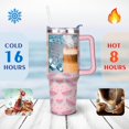 thumbnail image 4 of 40oz Cute Watermelon Pattern Stainless Steel Flip Straw Tumbler Spill Proof Travel Cup Double Wall Vacuum Insulated Coffee Mug with Top Handle, 4 of 6