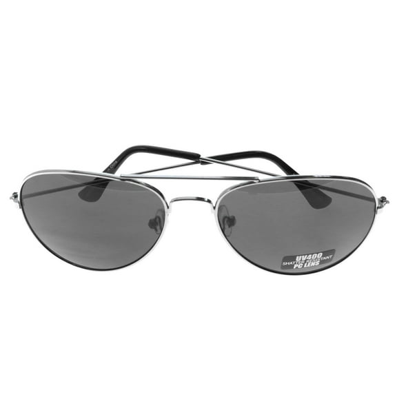 Mi Amore UV protection Shatter resistant Polycarbonate Aviator-Sunglasses Silver-Tone & Black