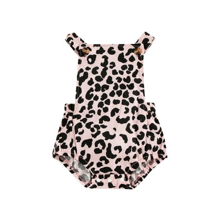 

Canrulo Toddler Baby Girls Summer Romper Cute Leopard Print Casual Sleeveless Suspender Jumpsuit Clothes Pink 6-12 Months