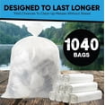 thumbnail image 3 of Clear 6-10 Gallon Trash Bags – Bulk 1040 Count – 8 Gallon Garbage Bags on Roll – Unscented Waste Basket Liners, Office Trash Can Liners for Home, Bathroom, Commercial, Janitorial, Industrial Use, 3 of 7