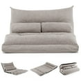 thumbnail image 1 of Costway Convertible Lazy Sofa Bed with 42-Level Adjustable Backrest&2 Lumbar Pillows Grey, 1 of 10
