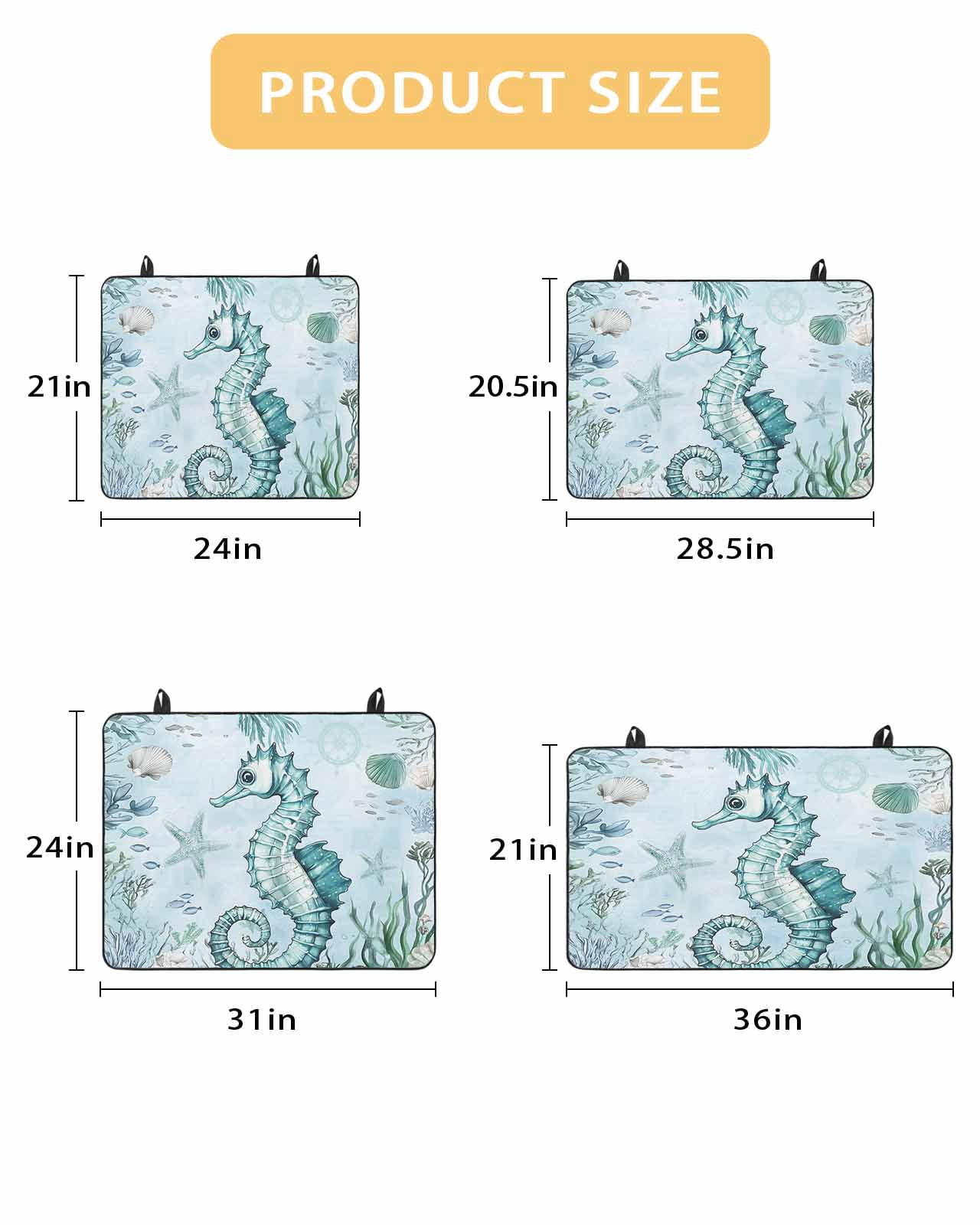 nqOlkjepod Large Induction Cooktop Protector Mat 24"x21", Coastal Seahorse Stove Top Covers for Electric Stove, Ocean Nautical Starfish Seashells Coral Stove Burner Cover Mats, Glass Top Stove Cover