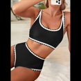 thumbnail image 4 of Conjuntos de Bikini para Mujer con Estampado Floral, Trajes de Baño de Dos Piezas con Escote Redondo y Cintura Alta. Negro M, 4 of 8