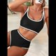 thumbnail image 4 of Conjuntos de Bikini para Mujer con Estampado Floral, Trajes de Baño de Dos Piezas con Escote Redondo y Cintura Alta. Negro XL, 4 of 8