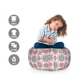 thumbnail image 2 of Ethnic Storage Toy Bag Chair, Boho Style Mosaic Tiles Swirly Lines Flowers Moroccan Art, Stuffed Animal Organizer Washable Bag, Large Size, Pale Pink Red, by Ambesonne, 2 of 3