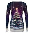 thumbnail image 7 of Christmas Graphic T-Shirt for Women Long Sleeve - Soft Slim Fit Crewneck Top, Cute Holiday Print Casual Tee, 7 of 7