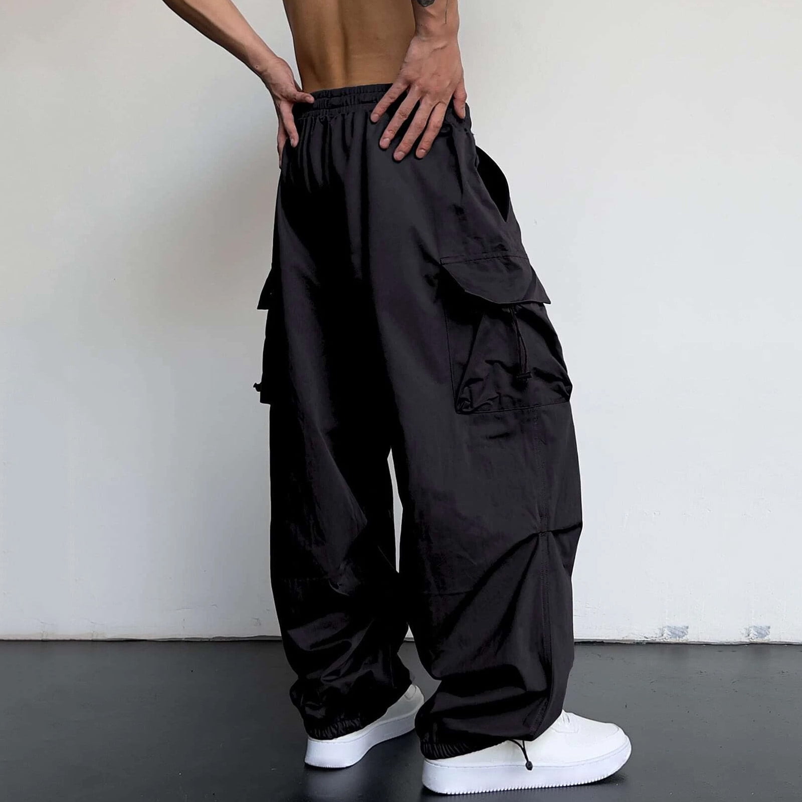 Large Size Men Sets Tracksuit Harem Cargo Jacket Pants 2